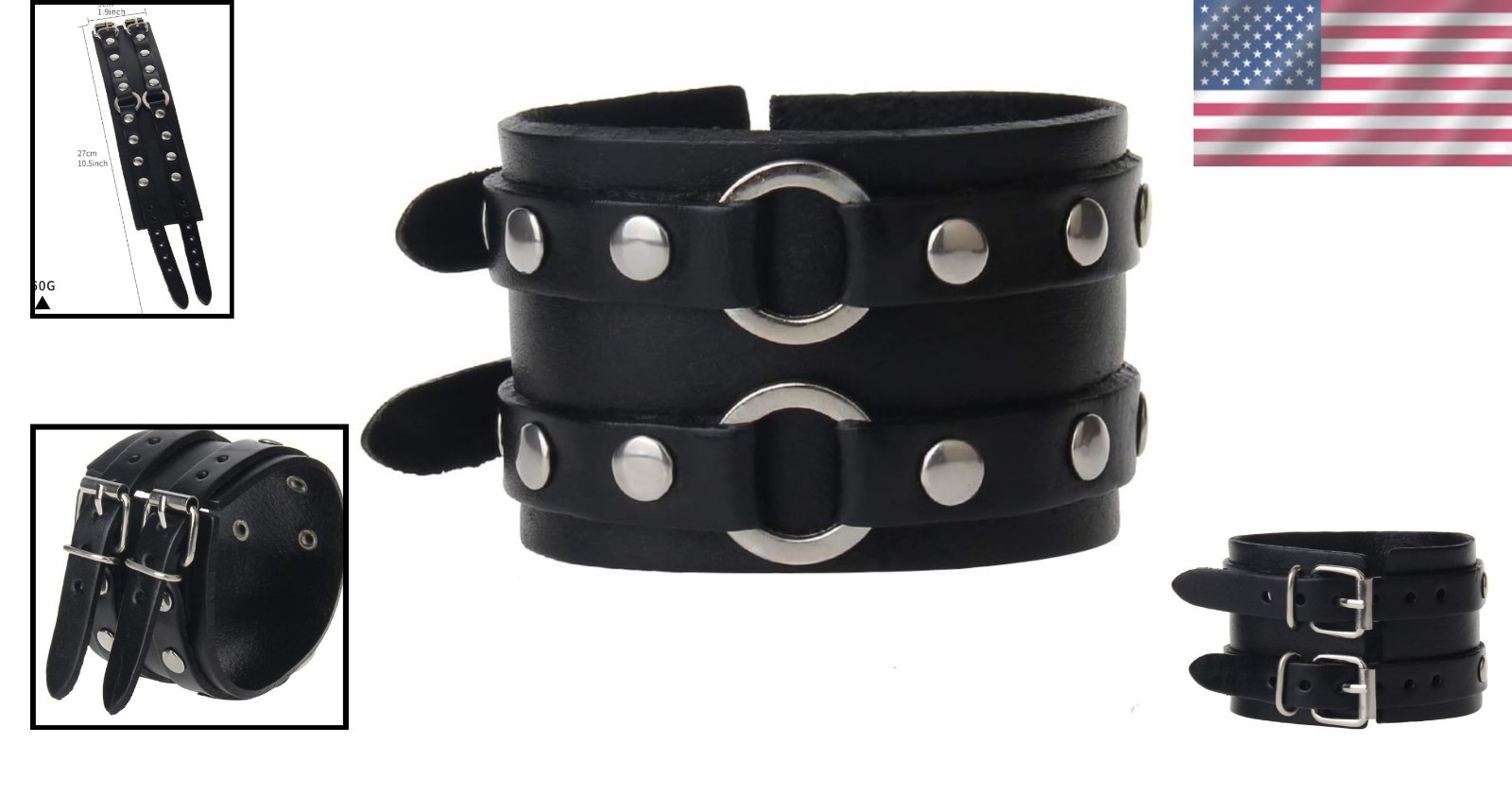 Quality Leather Cuff with Braided Chain – Unisex Gothic Wristband