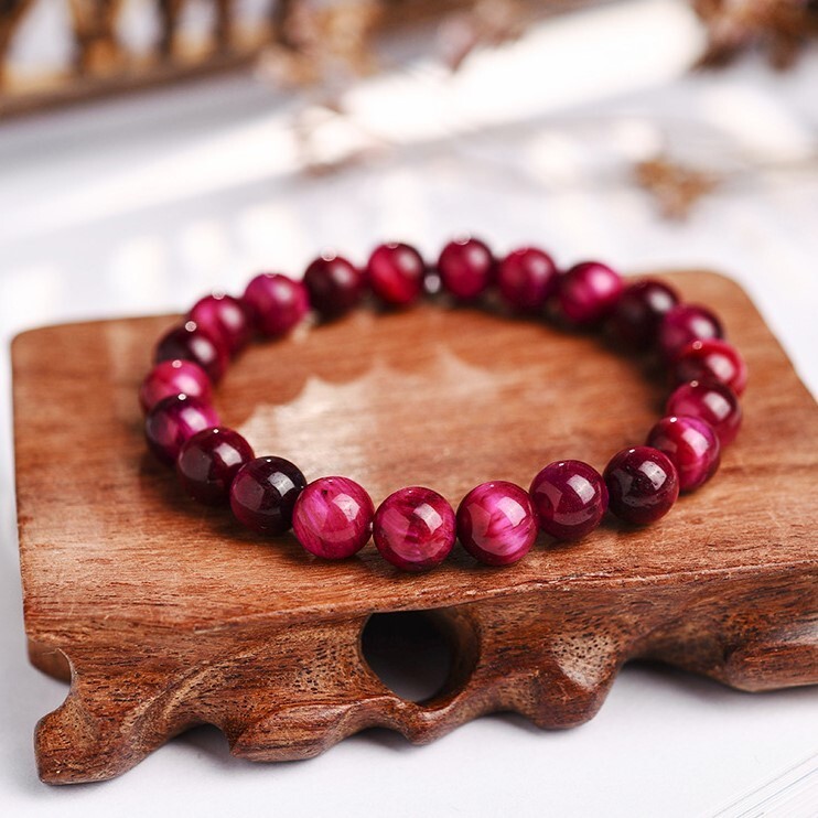Natural Gemstone Pink Tiger’s Eye 8mm Round Beads Healing Reiki Stretch Bracelet