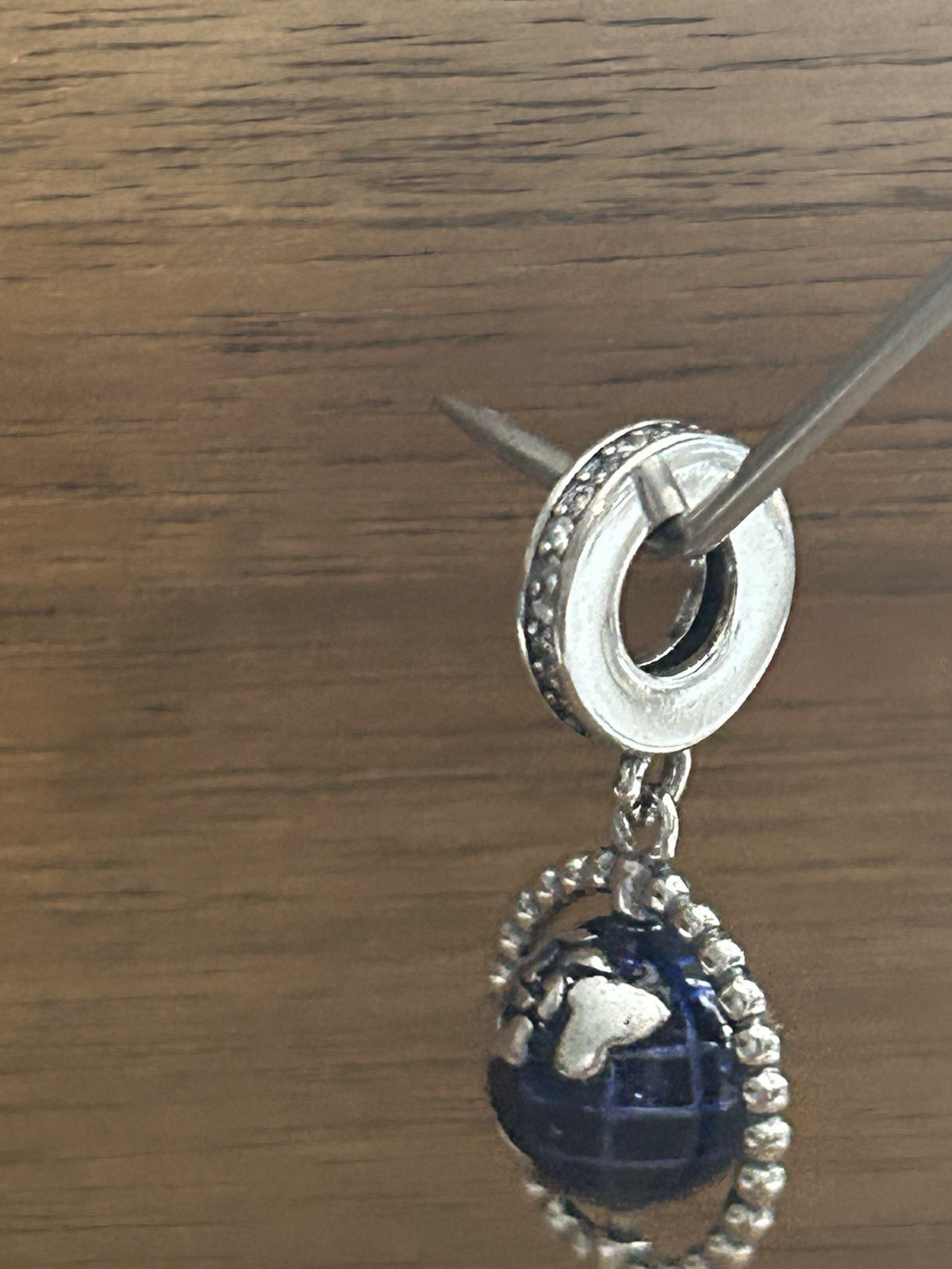 S925 Sterling silver charms Blue Globe Dangle Charm Bead Planet Earth