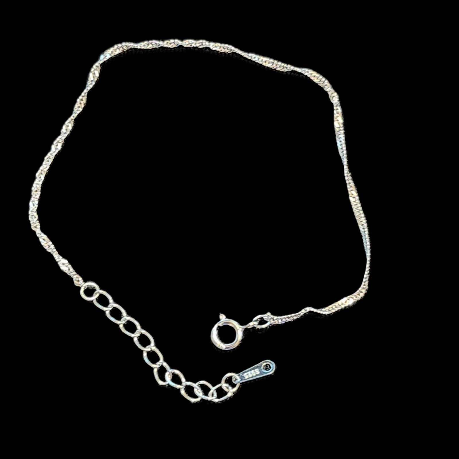 925 Sterling Silver Stamp 925 Bracelet 5.75-7.25” For Women