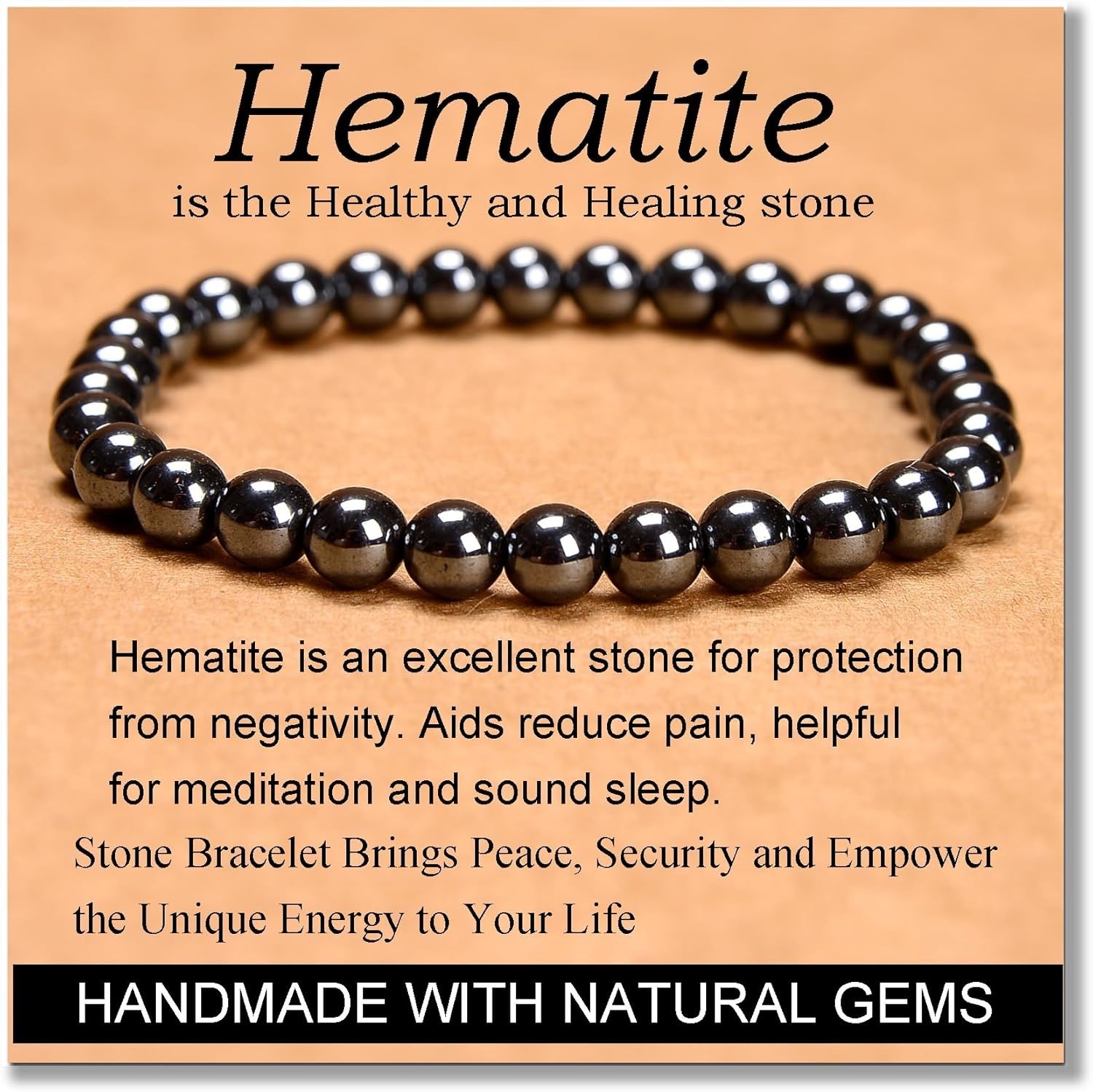 Unisex 6mm Hematite Healing Bracelet – Vibrant Energy Gift for Any Occasion