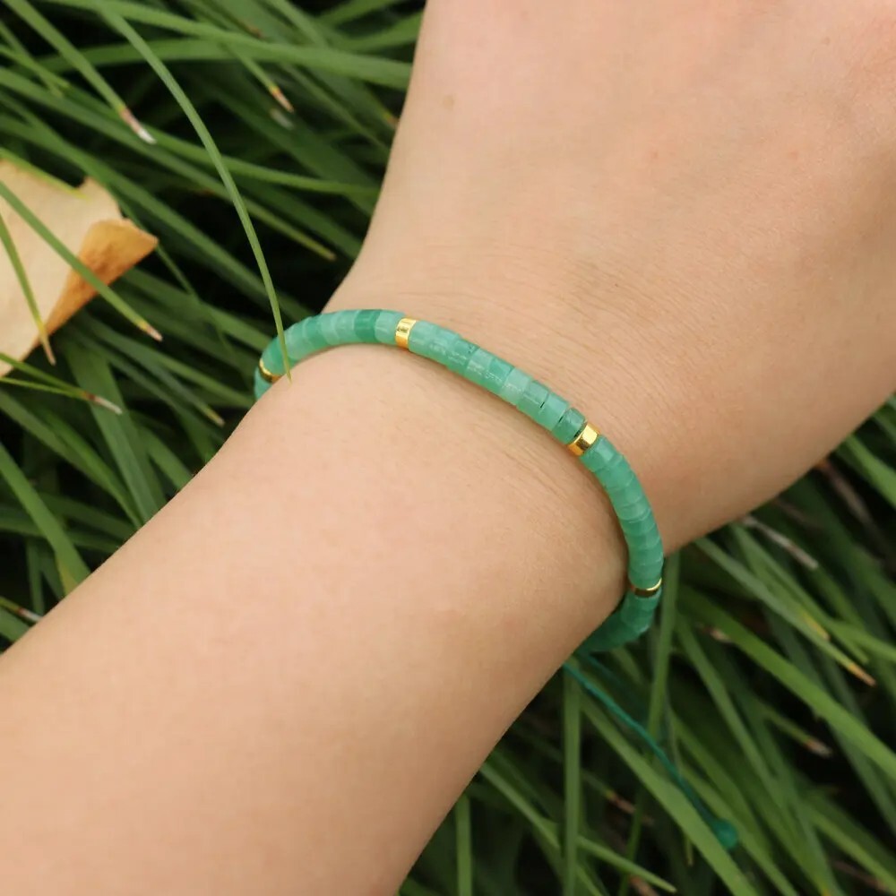 AA+ Grade Green Aventurine Gemstone Beaded Healing Good Luck Women Men Bracelet