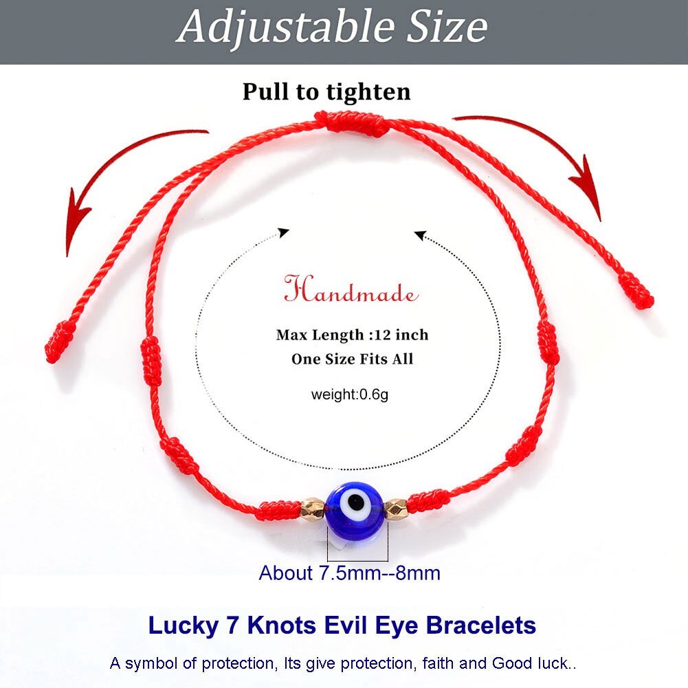 3Pcs/set 7 Knots Evil eye Red String Protection Lucky Macrame Women Men Bracelet