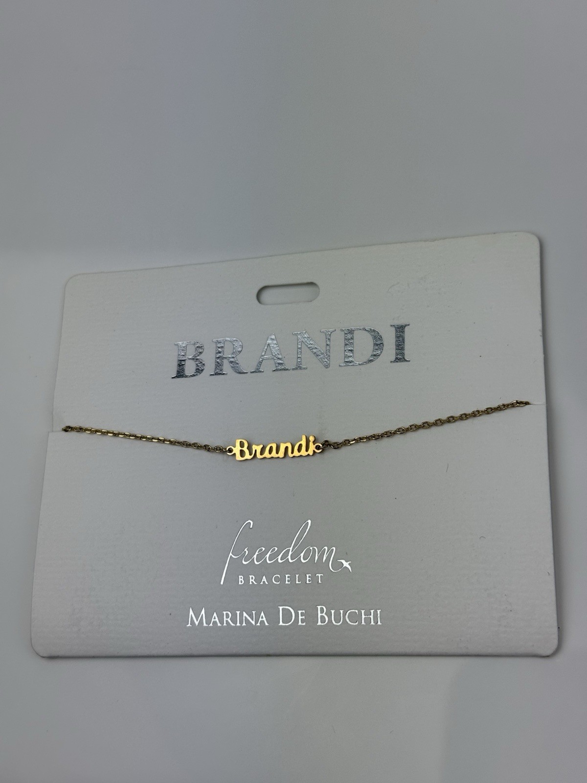 NEW Lumiela BRANDI Personalized Name Bracelet Nickel Free Gold Tone 6-8”