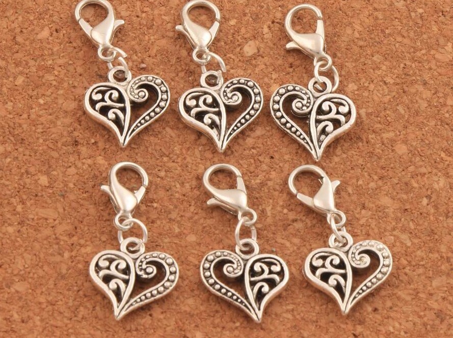 Charm Clip-on Heart for Bracelet Necklace Zipper Keychain Stitch Markers