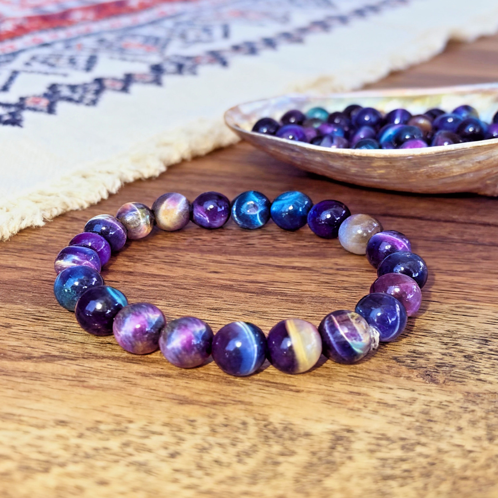 Natural Sugilite 8mm Round Beads Crystal Healing Reiki Women Stretchy Bracelet