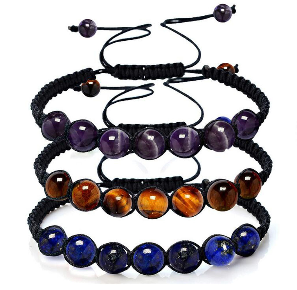 7 Chakra Healing Balance Beaded Bracelets Braided Stone Yoga Reiki Prayer Bangle