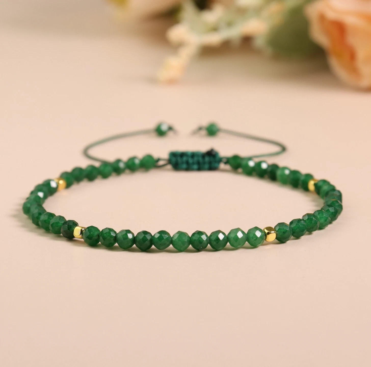 Green Emerald Stone Bracelet 3mm Beaded Gemstone Women Men Bracelet Handmade