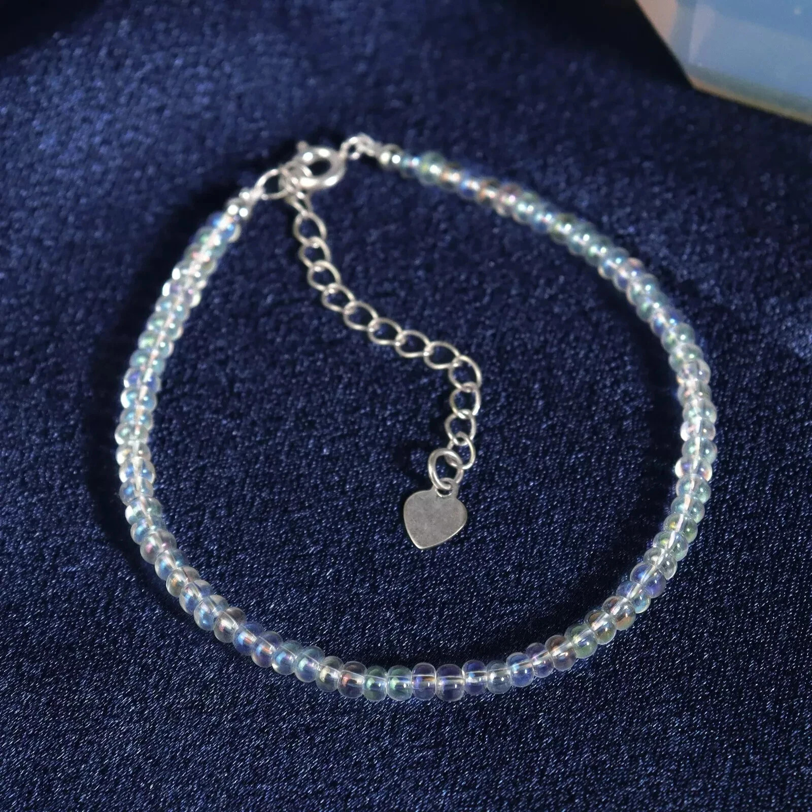 Minimalist Fire Opal Light Rainbow Bracelet Round Birthstone Beads Jewelry Gift