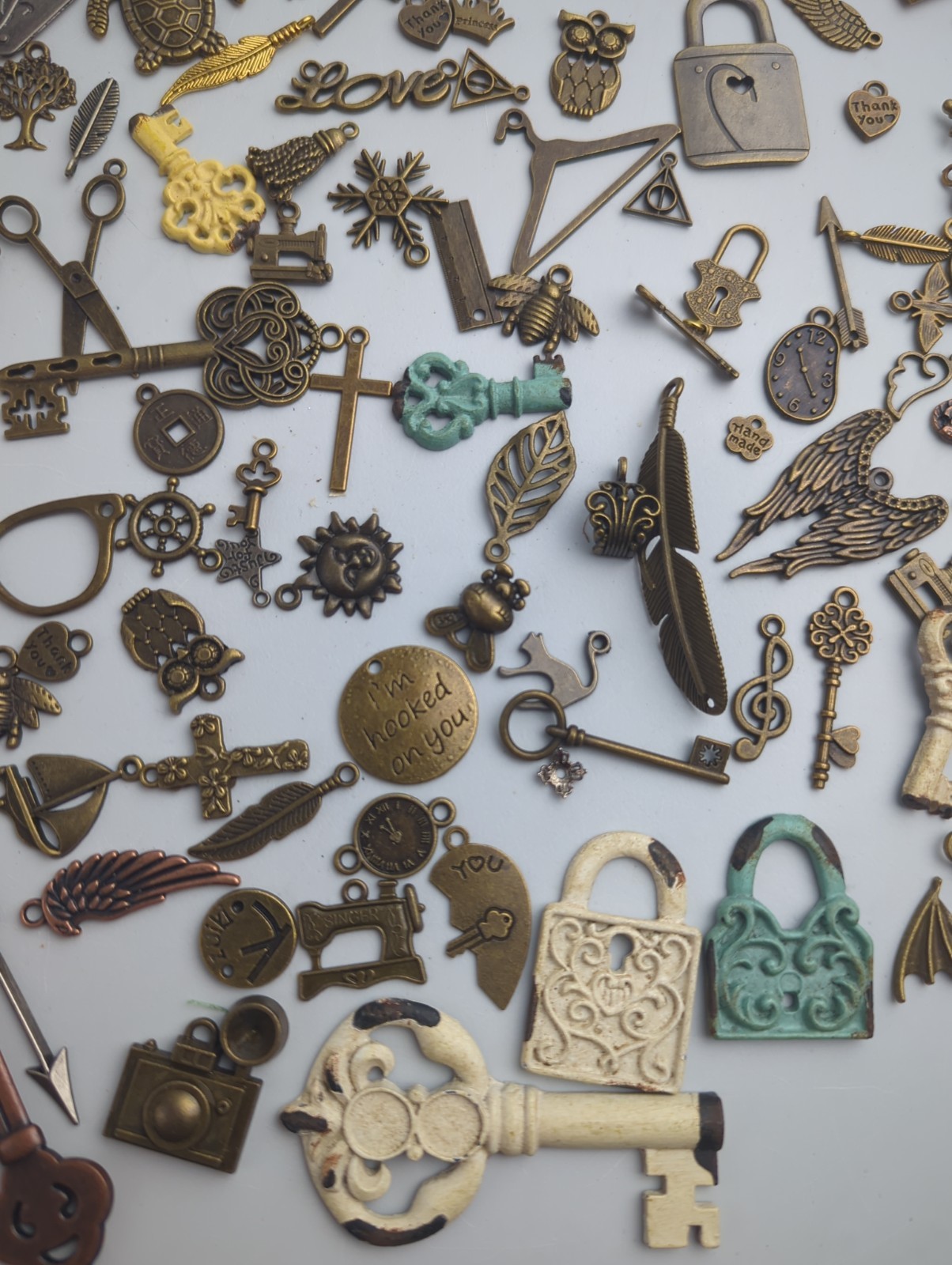 Large 150 pc Charm Lot Large Variety Of Themes Unknown Materials