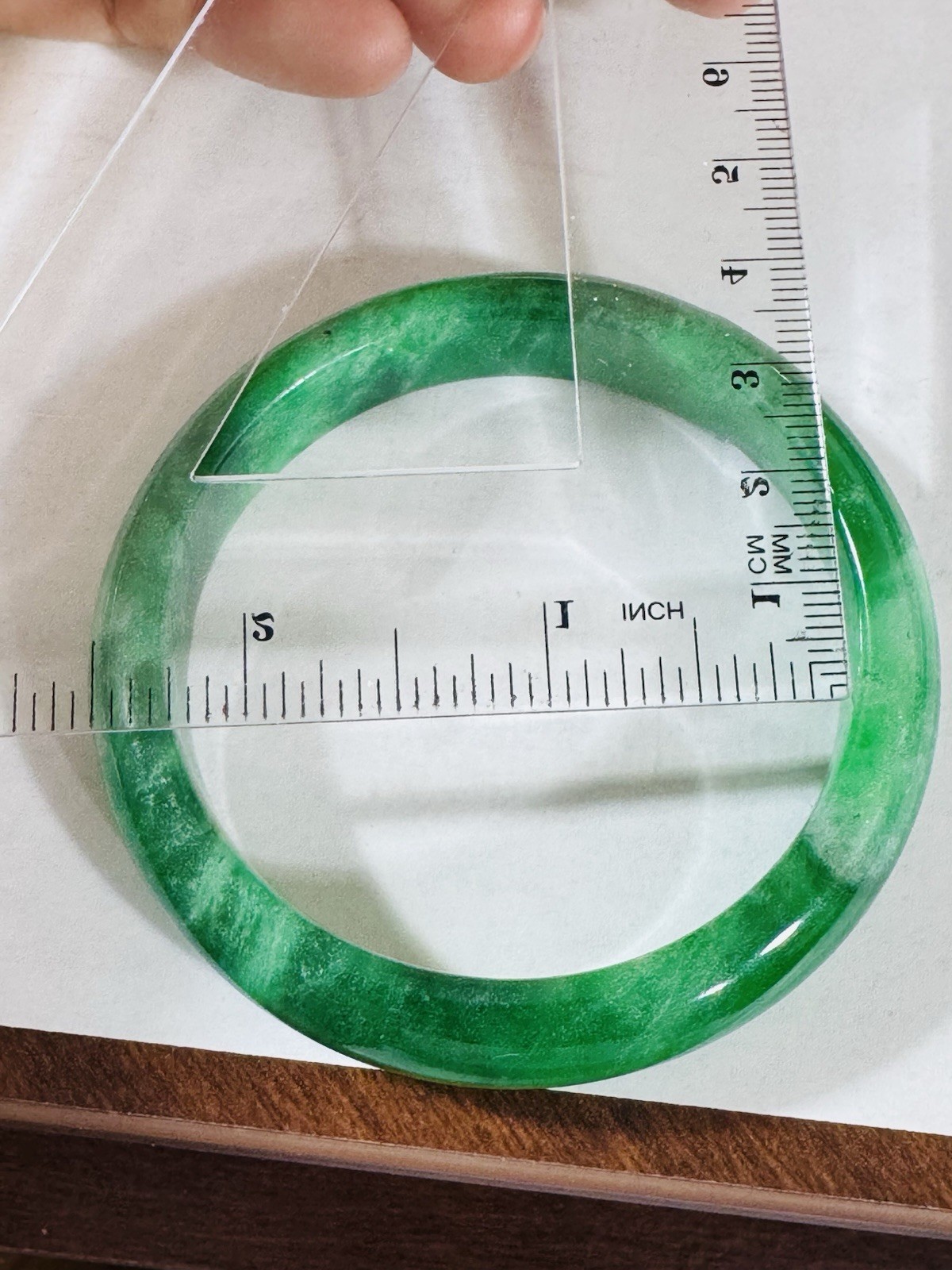 Real Jade High Grade Emerald Green Bangle Fits 5”-6.5”inch 15-16cm 55.8g 13mm
