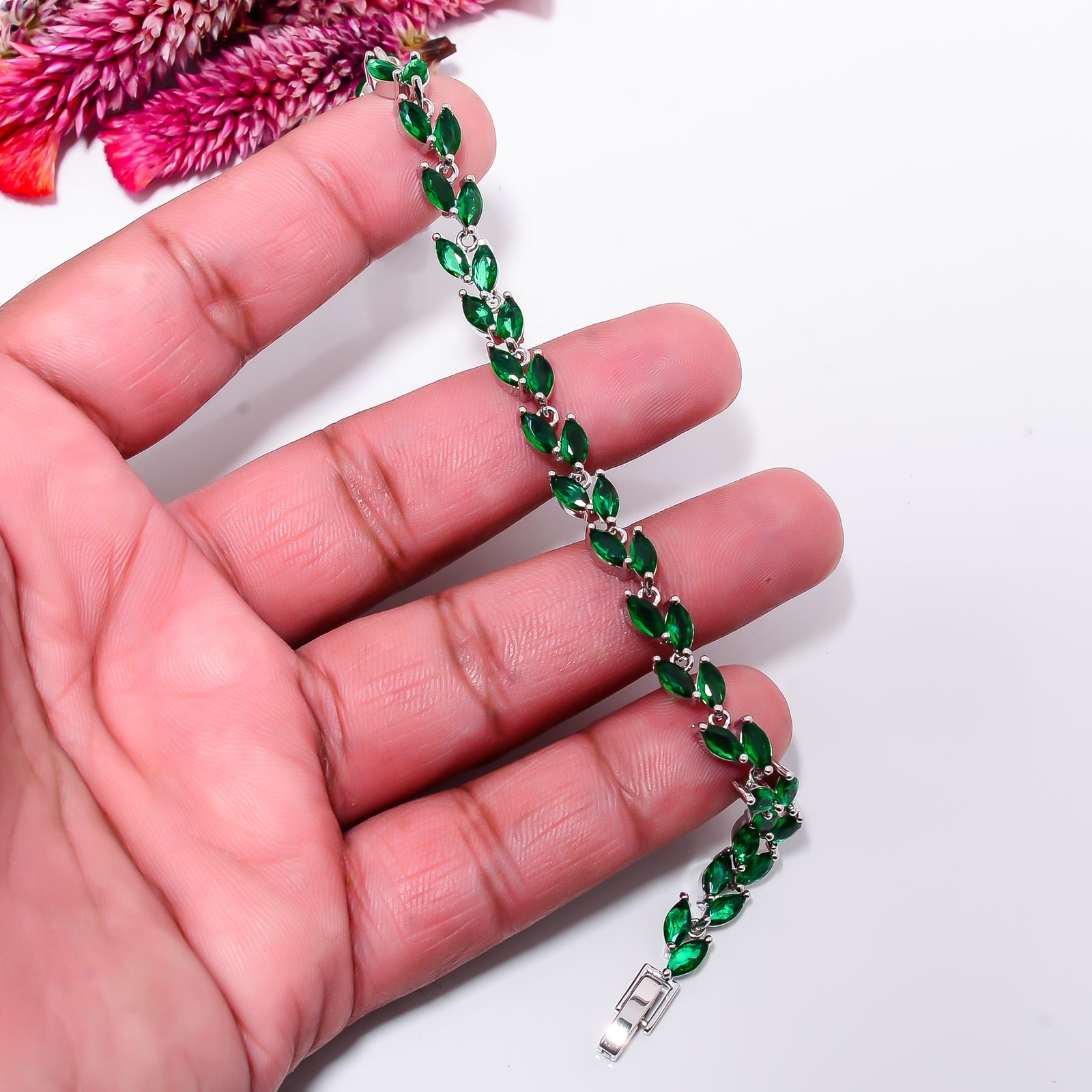 Chrome Diopside 925 Sterling Silver Adjustable Bracelet 7-8″ B14134