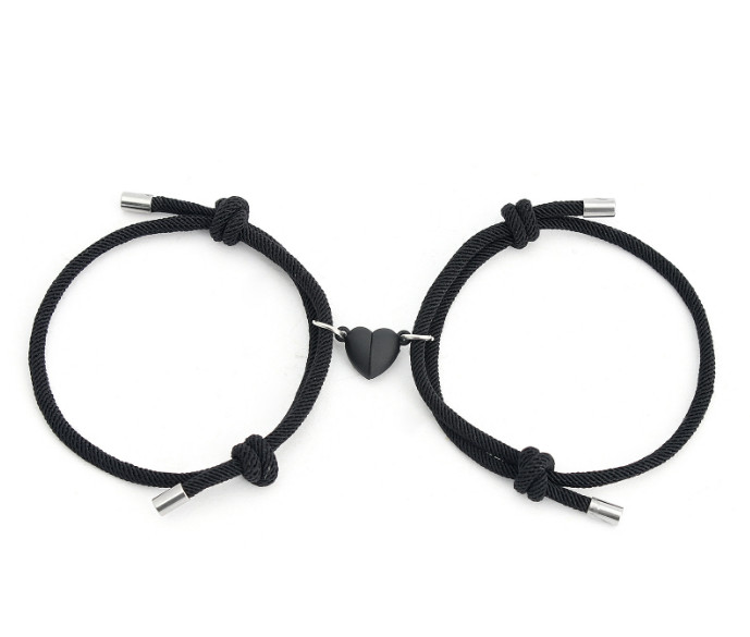 2Pcs Heart Couple Bracelet Set Magnetic Love Matching Magnet Relationship Rope