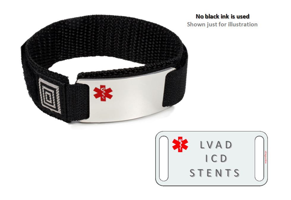 LVAD ICD STENTS Sport Medical Alert ID Bracelet. Free Medical Emergency Card!