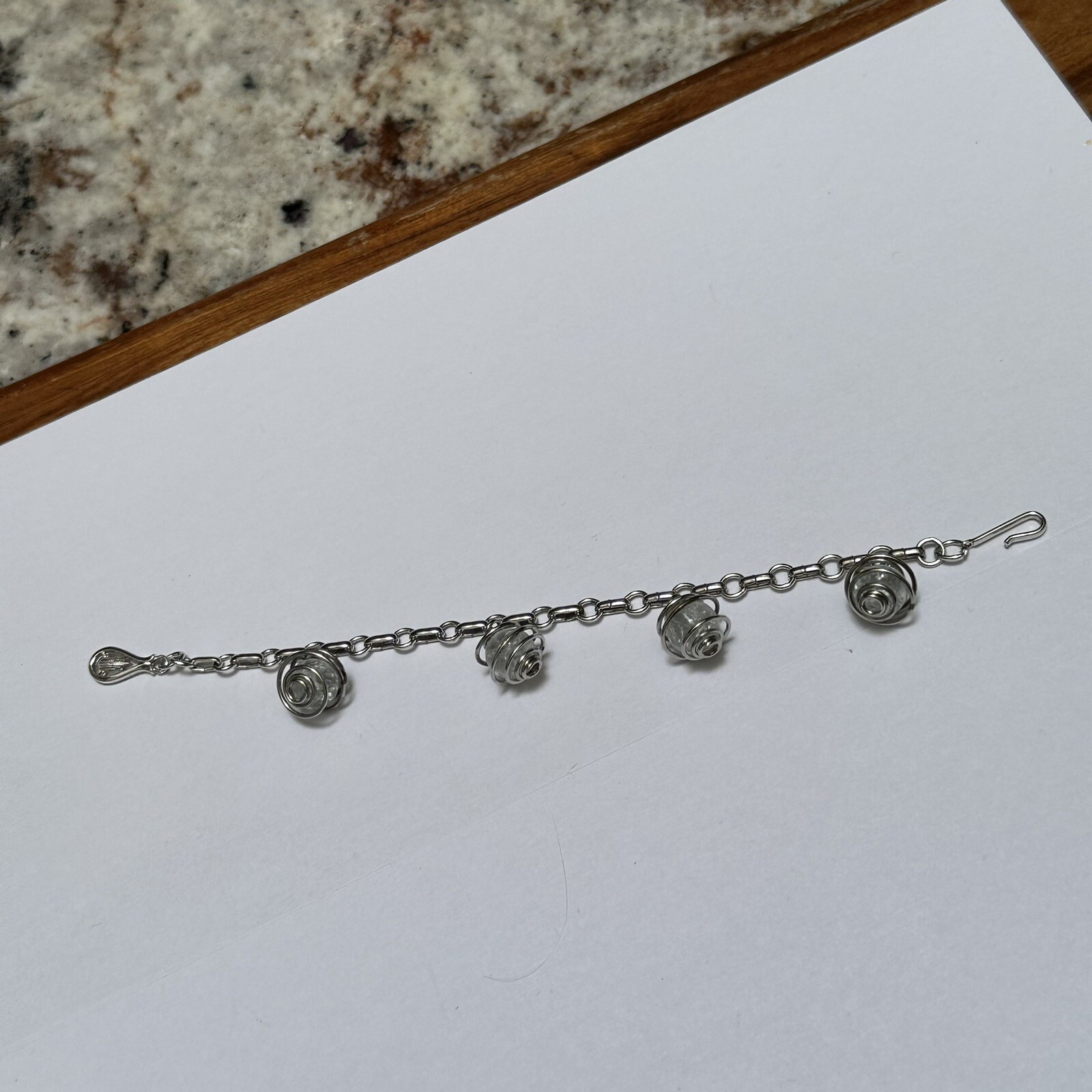Signed Coro Silver Tone Charm Bracelet 6 1/2 inch