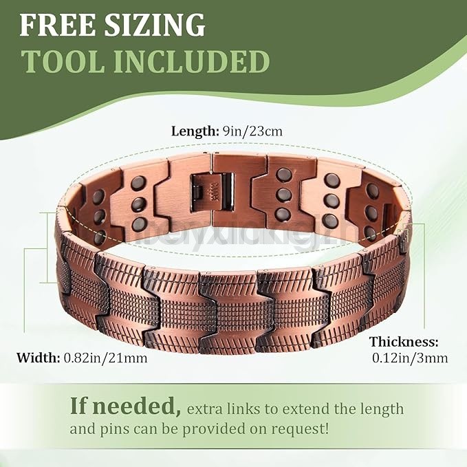 100% Pure Copper Bracelet 3500 Gauss Magnetic Therapy Strong Healing & Regulator