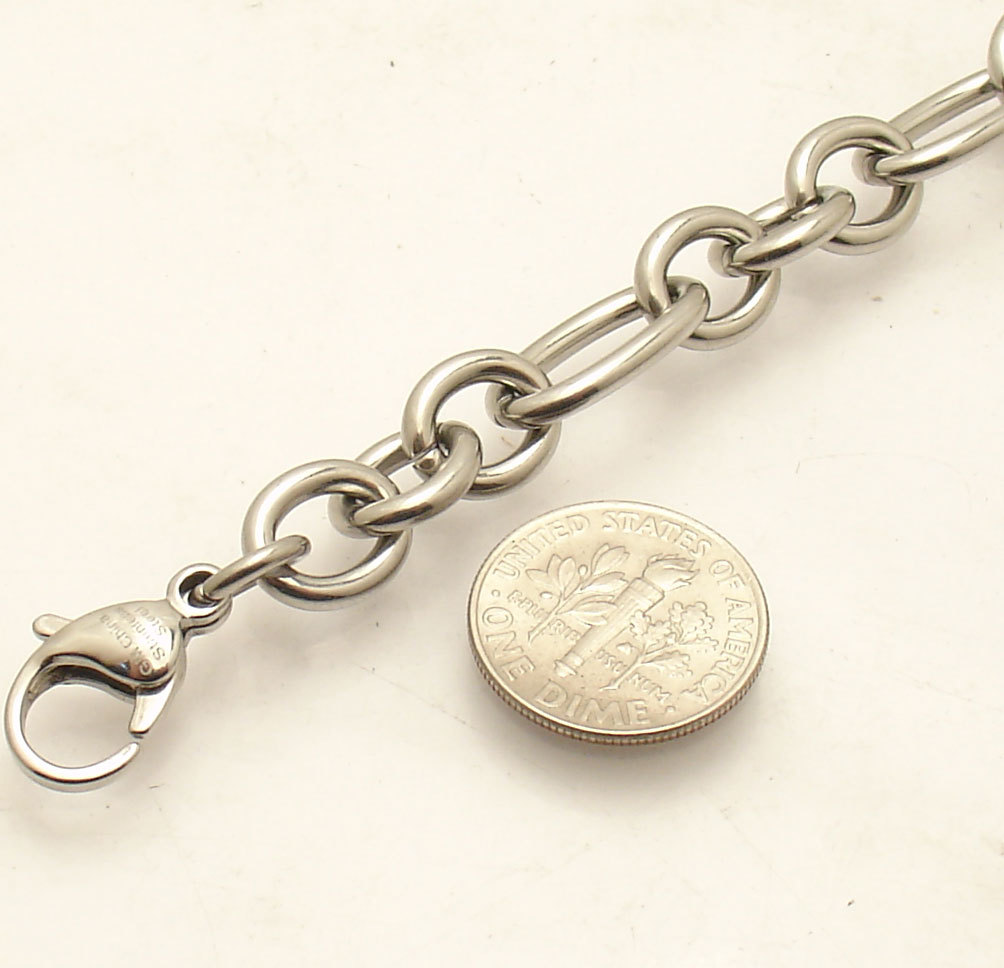 All Shiny Bold Oval Link Charm Bracelet Stainless Steel by Design QVC FREE SHIP