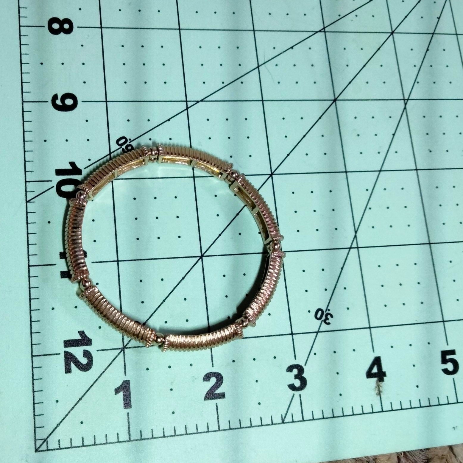 Gold Tone Coiled Wire Bracelet Bead Accents 6 inch