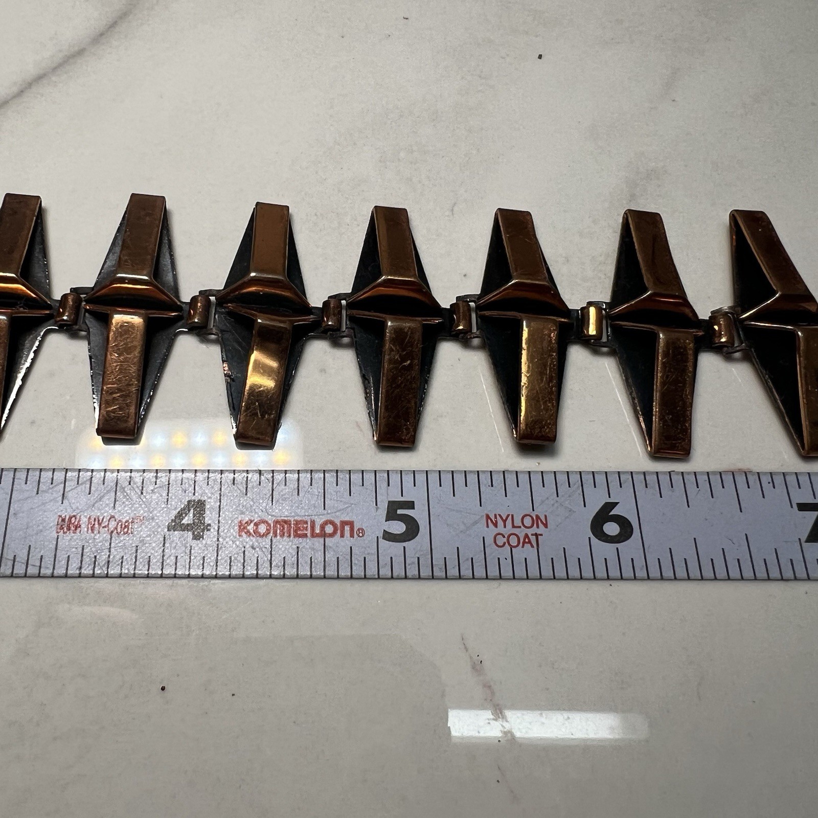 Renoir Matisse MCM Copper Bracelet 7″ Mid century modern black Geometric wide