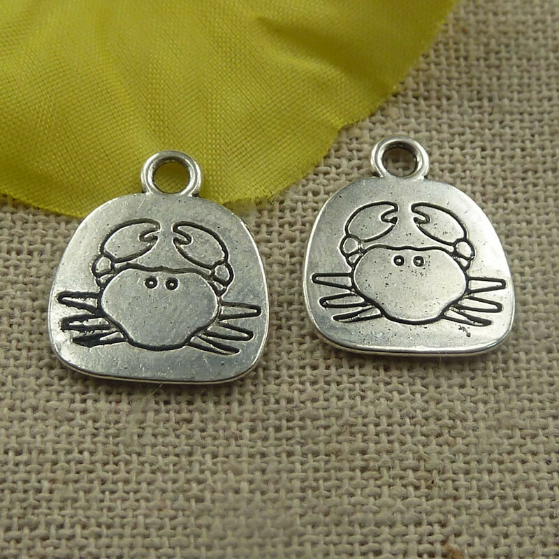 Free Ship 140 pcs tibetan silver crab charms 17x15x1mm L-4419