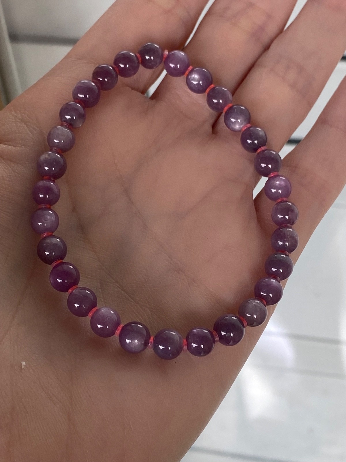 Natural Star Ruby Bracelet Genuine Ruby Gemstone 4.8mm Purple Pink Beaded