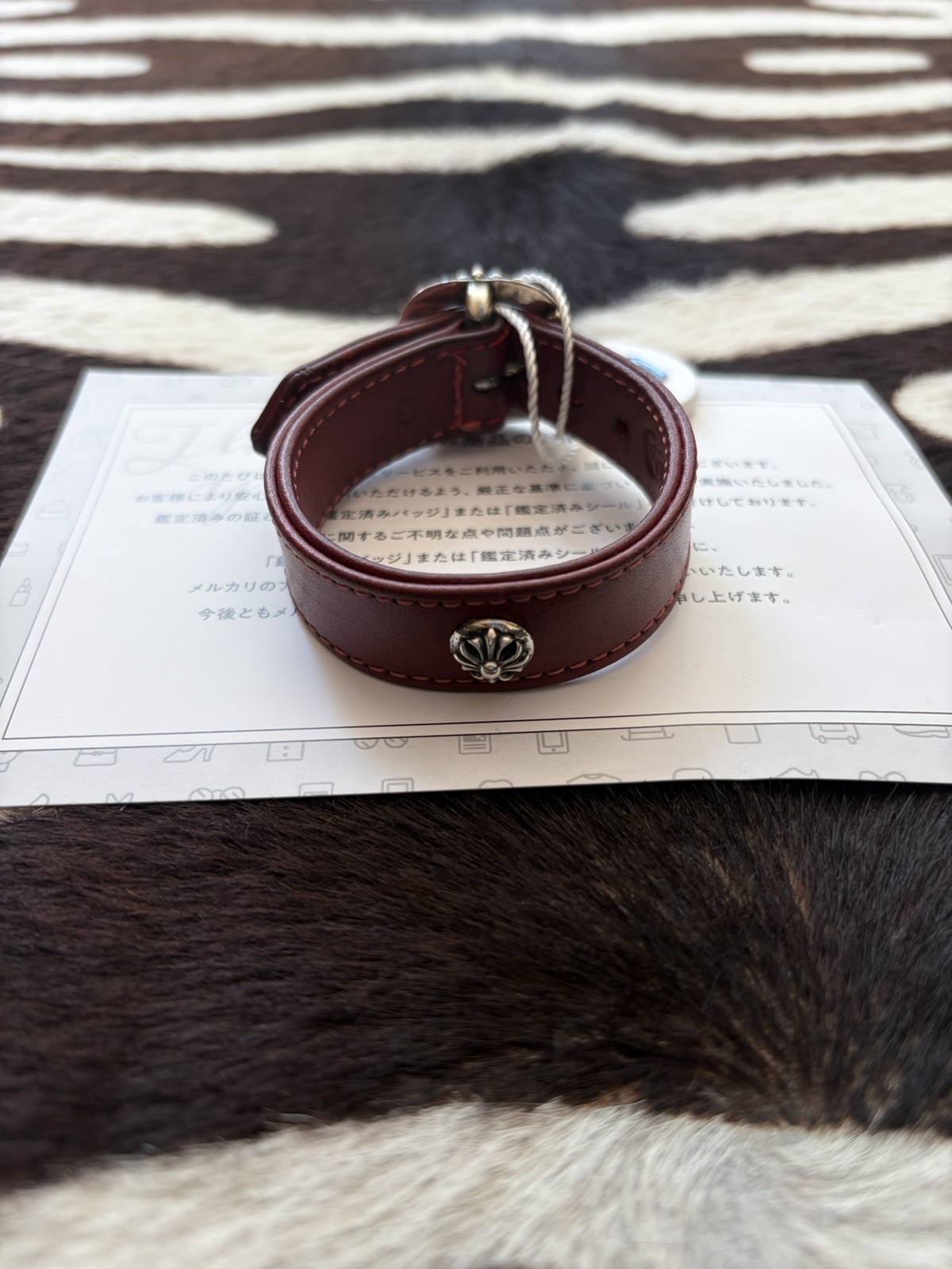 Leather Chrome Hearts Gungslinger Cross Ball Bracelet