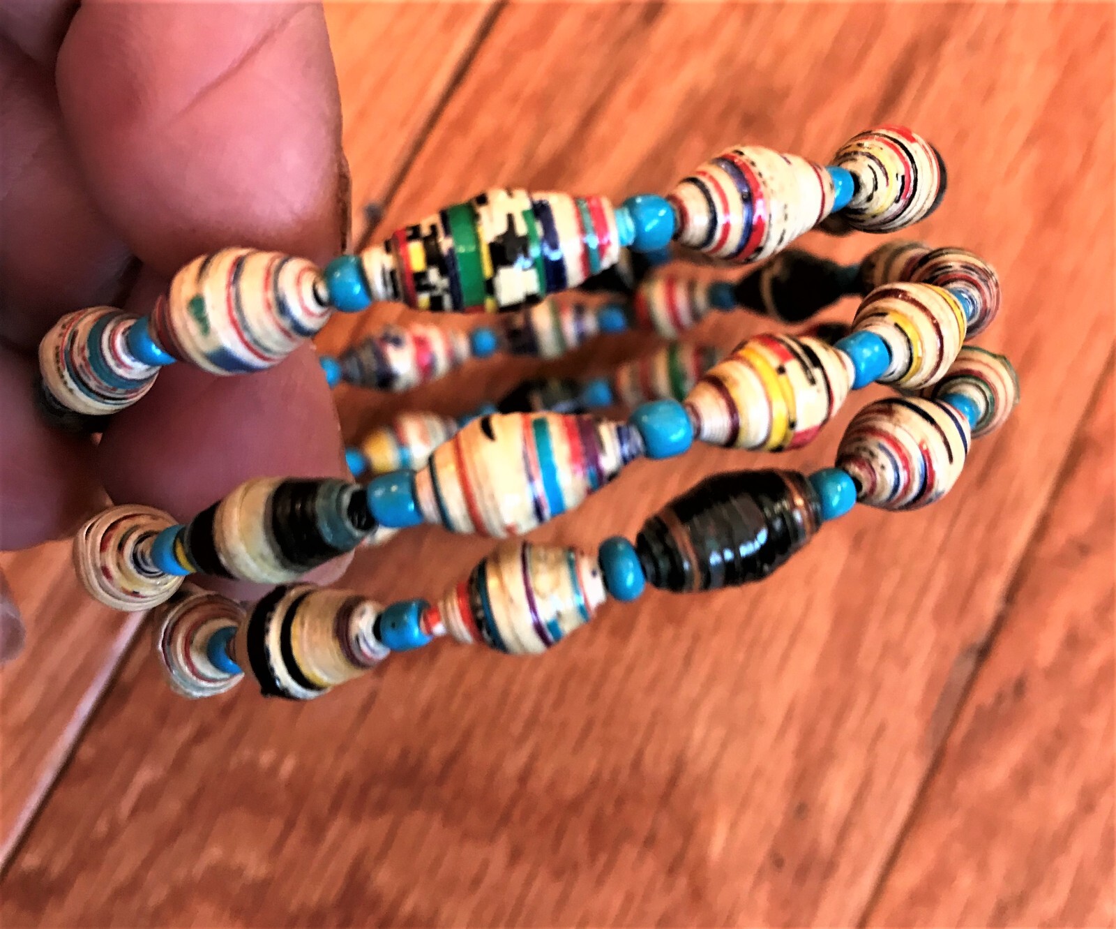 Handcrafted Jewelry Boho Hand Rolled Paper Beads Africa Uganda
