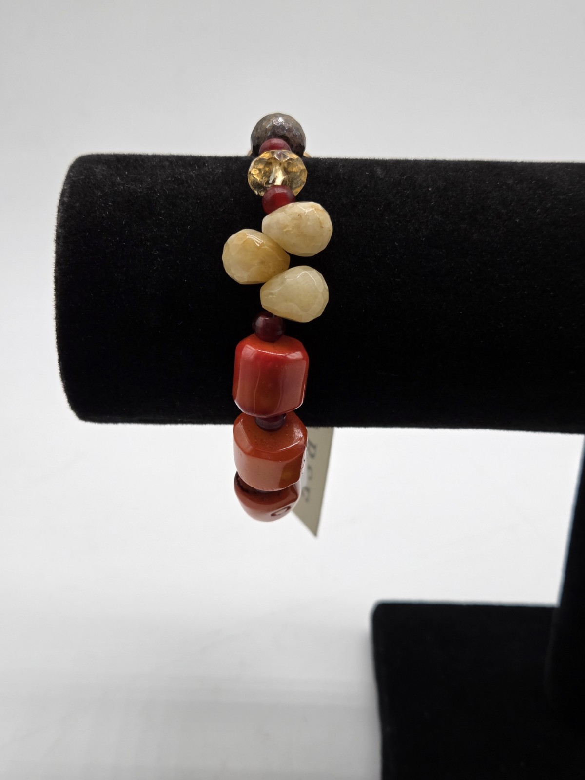 BARSE Multi Stone Beaded Toggle Bracelet Gold Tone Thailand Autumn Colors