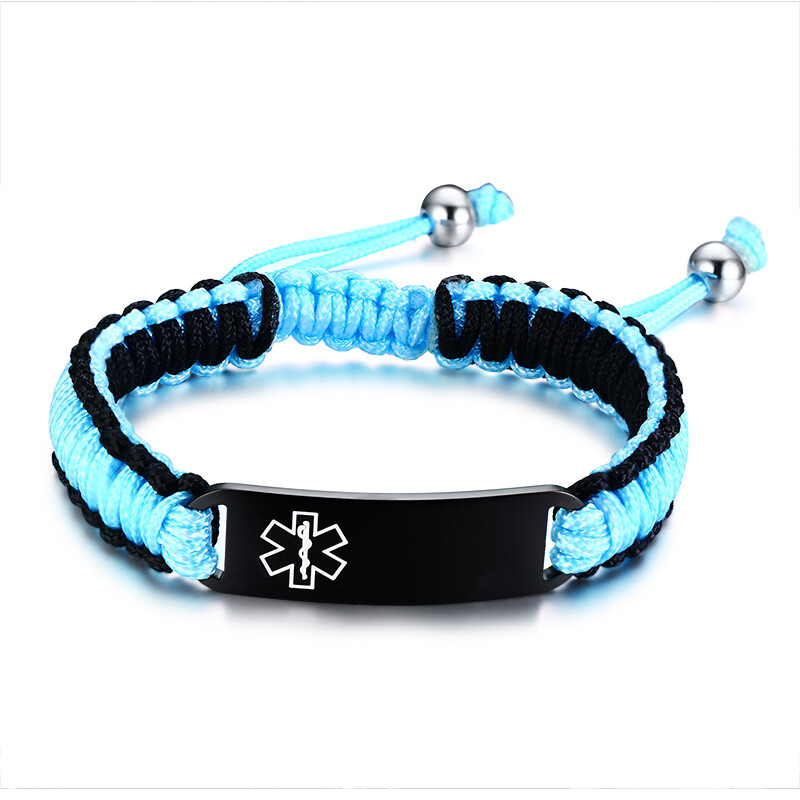 VNOX Custom Engraving Handmade Braided Rope Adjustable MedicalAlert ID Bracelet