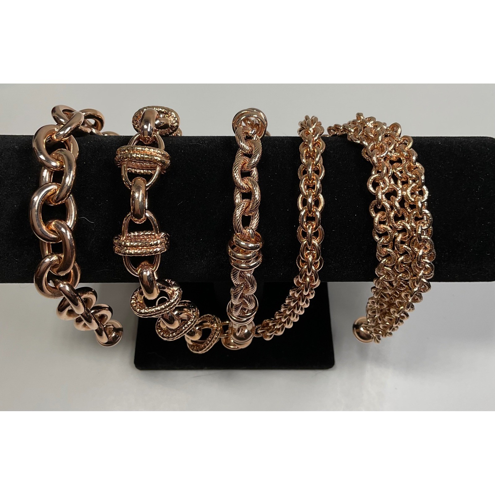 Bronze Milor Rose Gold Tone Magnetic Link Bracelet Set 5 Piece Made in Italy