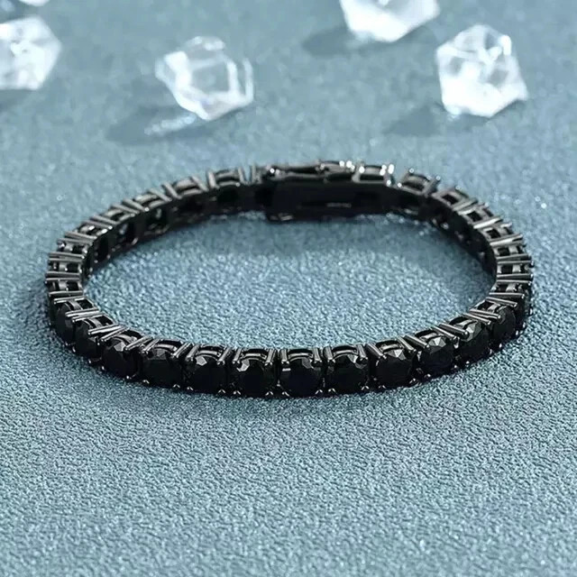 10Ct Lab-Created Black Diamond Womens Tennis Bracelet 14K Black Gold Plated 7″