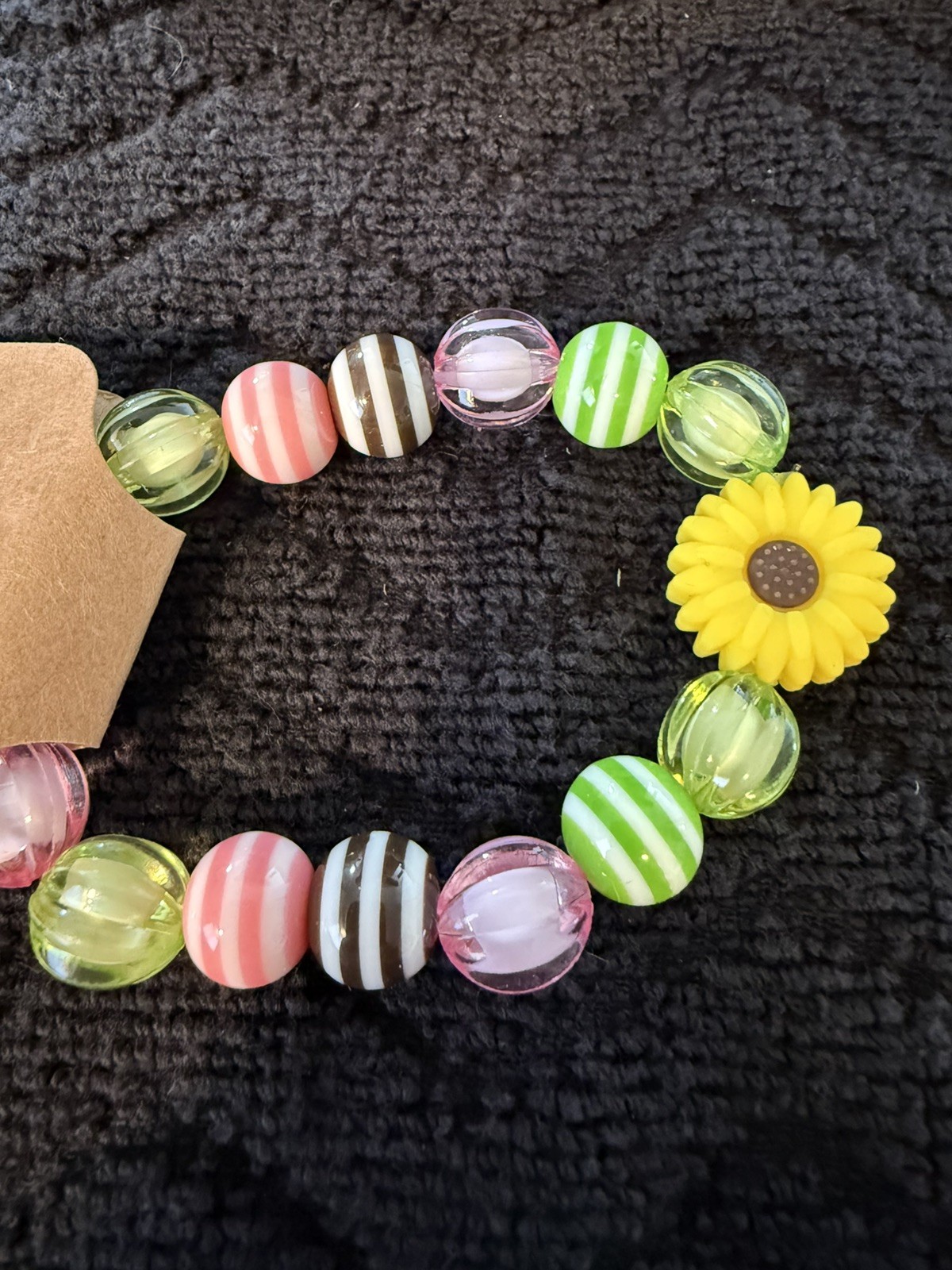 Lot Of 6 – Pink & Green Beaded Stretch Bracelets 6” To 7.5”