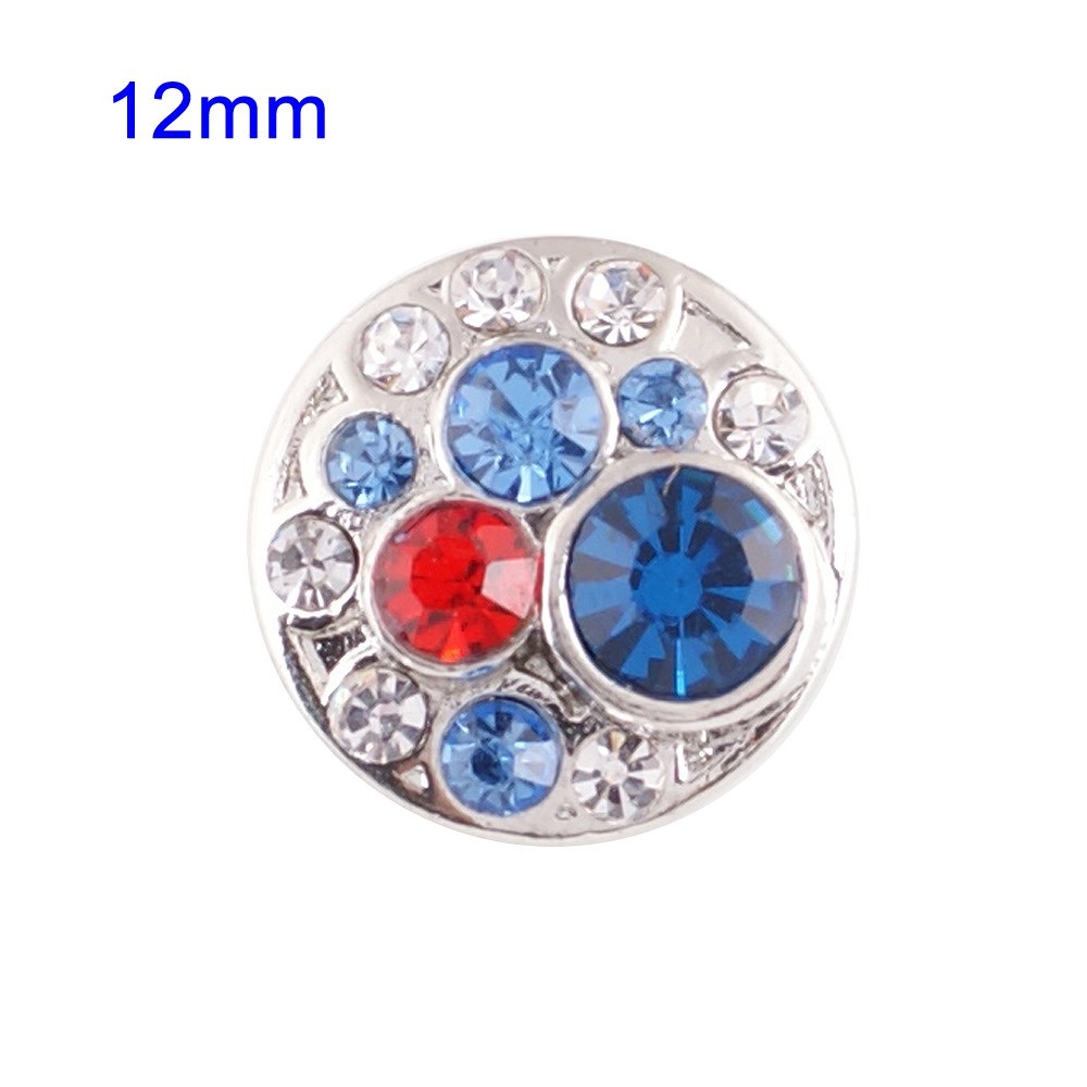 Mini 12mm Snap Jewelry Rhinestone Blue & Multicolor Cluster fits Petite Access.