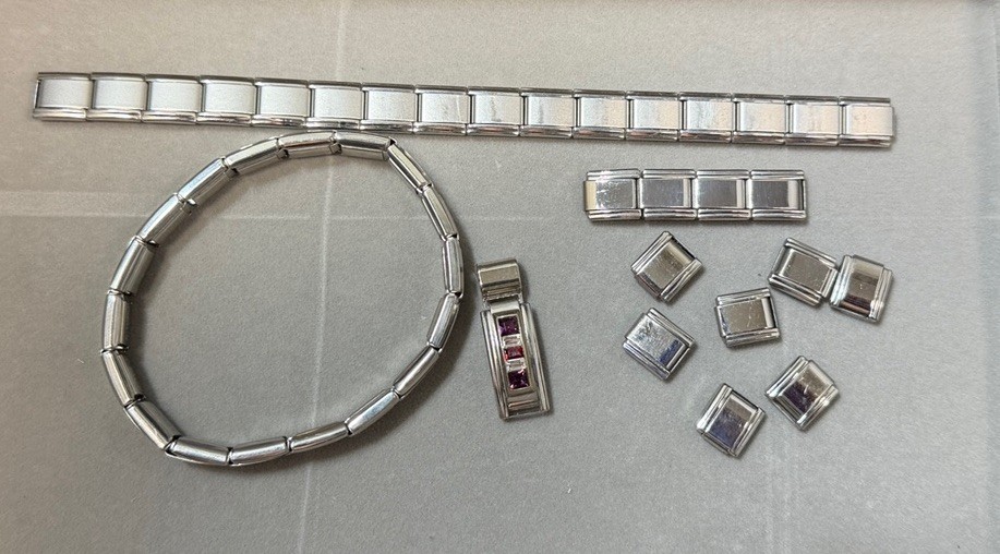 VTG Italian Charm Bracelet Link Lot 45 PCS Pagoda DlinQ DolceOro Stainless Steel