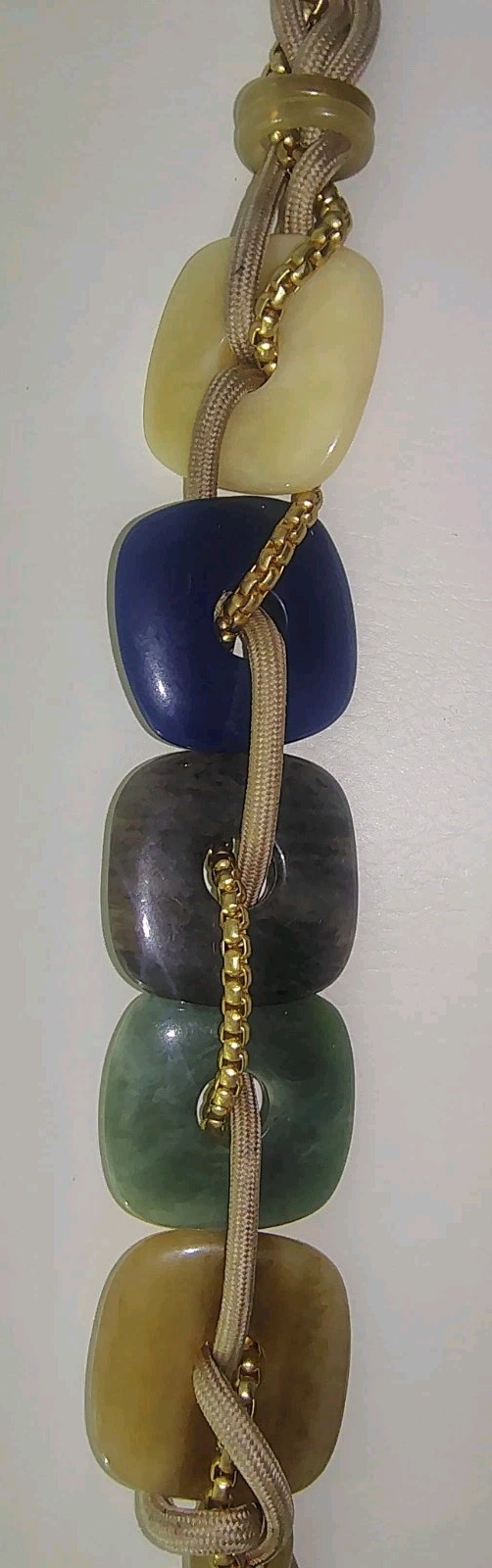 Chico’s Multicolor Beaded Metal Chain Bracelet Adjustable Lobster Clasp