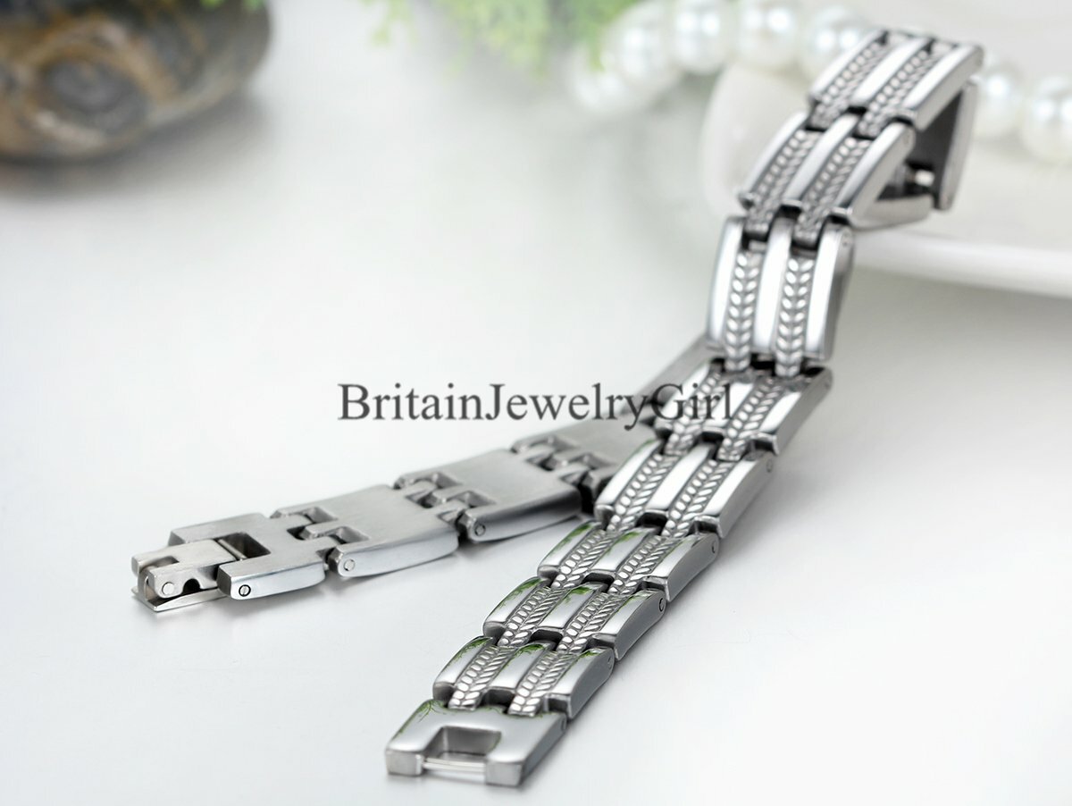 Fashion Men Women Stainless Steel Gold Silver Tone Chain Bracelet Bangle Jewelry