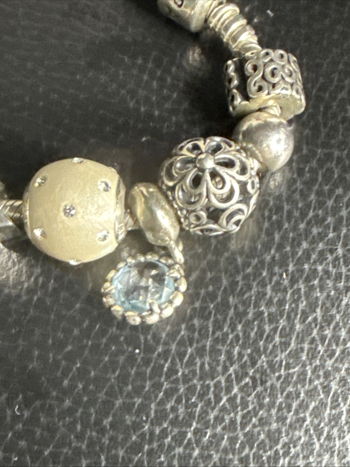 Pandora Sterling Silver Bracelet w/ Authentic Pandora Charms “S925 ALE” STAMP