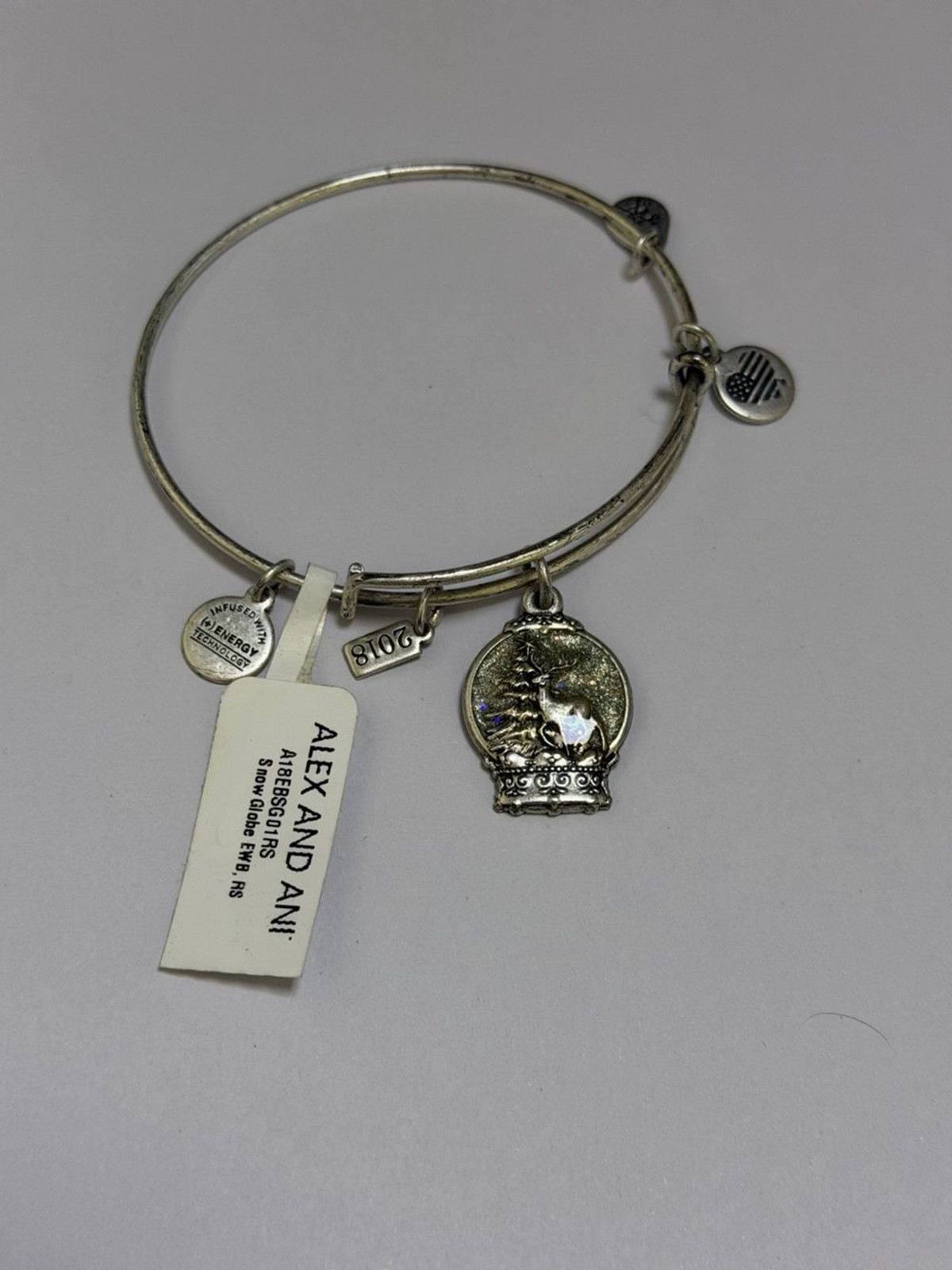Alex and Ani Silver Snow Globe Charm Bangle Bracelet 2018