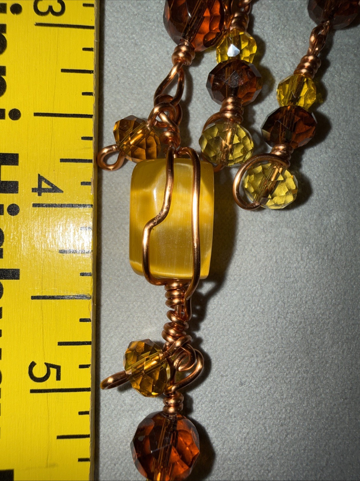 Mustard Yellow/ Orange- Brown Striped Heart Bracelet And Earrings Rose Quartz