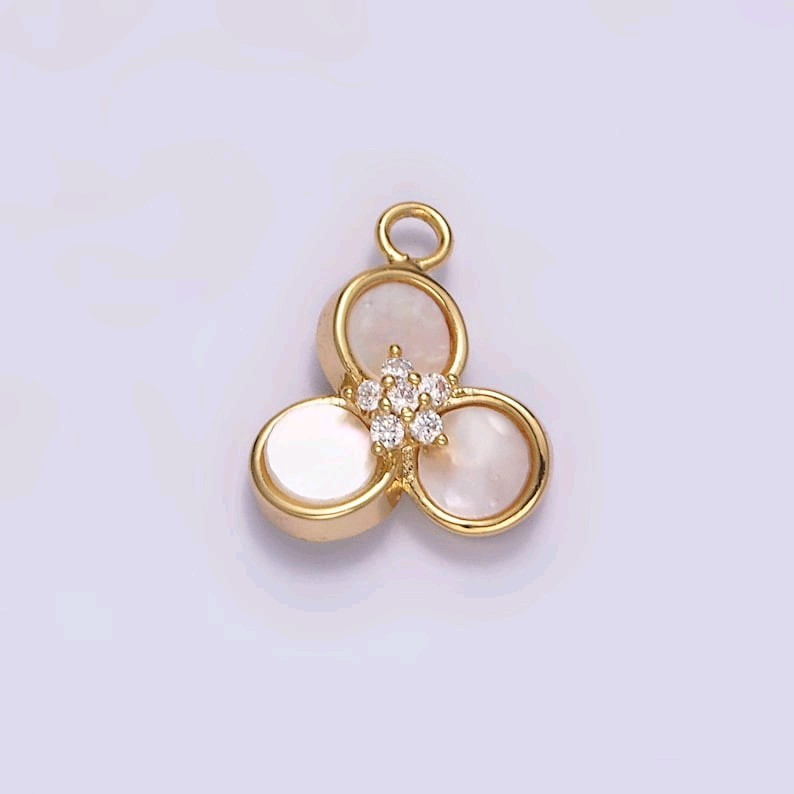 16k Gold Filled Floral Bezel Pearl Connector, Mini Flower Charm Link for DIY Bra