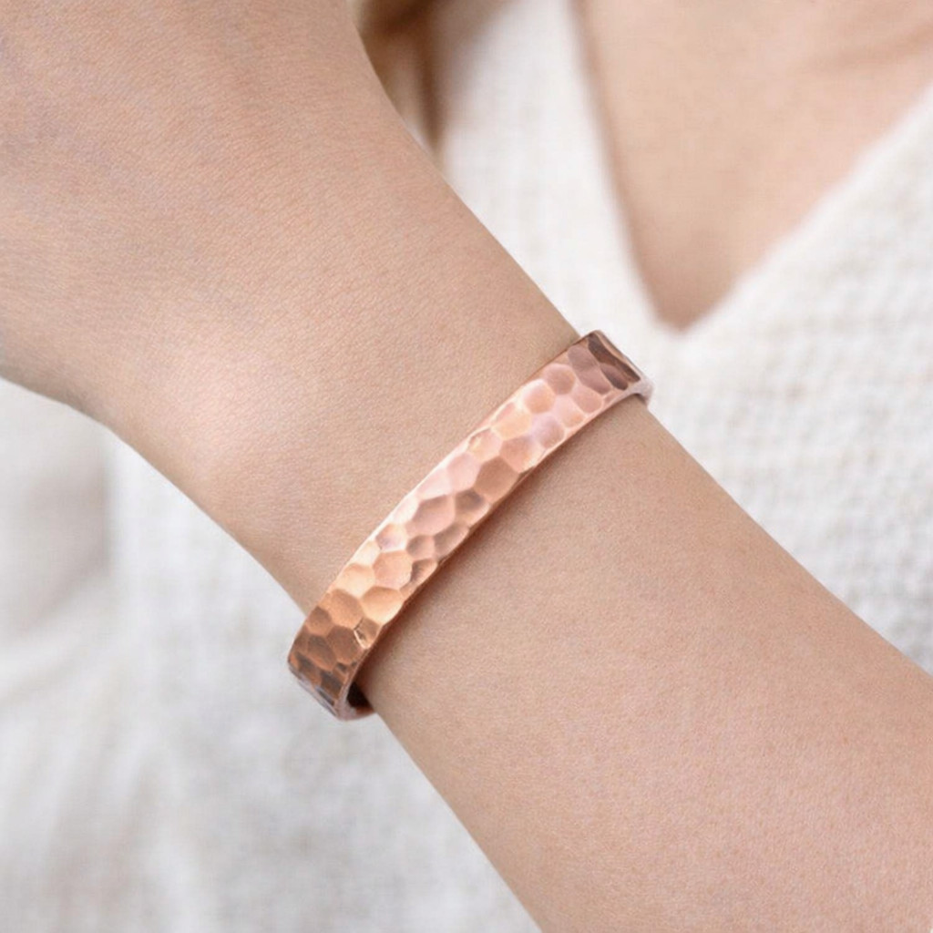 Hammered Solid Pure Copper Magnetic Cuff – Arthritis Therapy Adjustable Bracelet