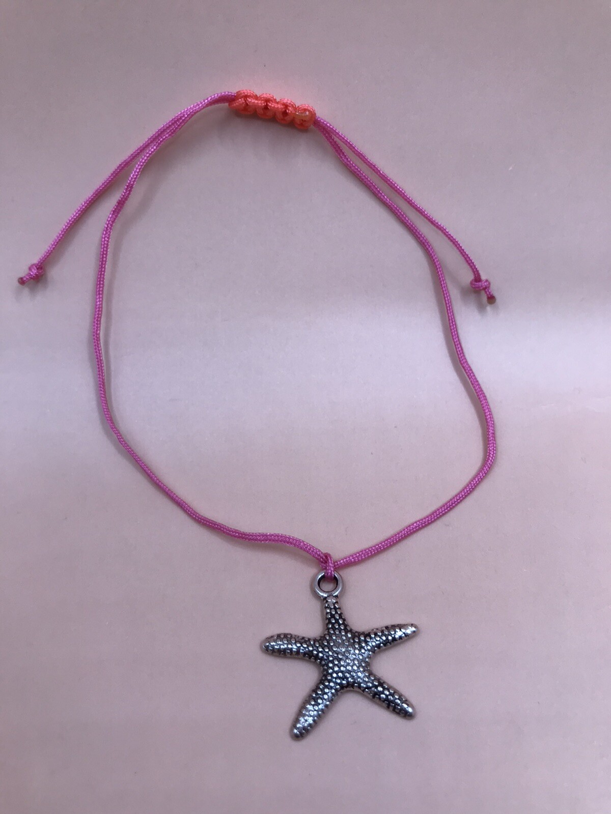 Bracelet adjustable-Pink/Orange “Lucky Charm” Starfish