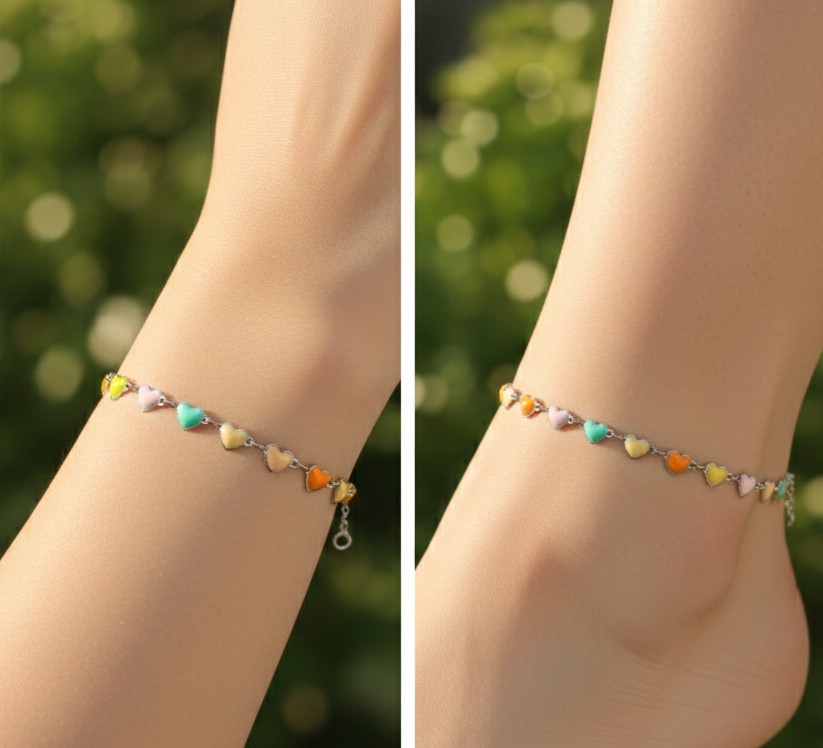 Chic Silver Tone Heart Charm Bracelet 925 Silver Plated Designer Bracelet