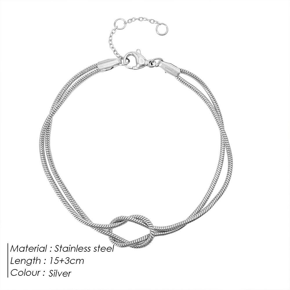 2 Colors Woman 14K Gold Plated Knot Thin Snake Chain Bracelet Bangle