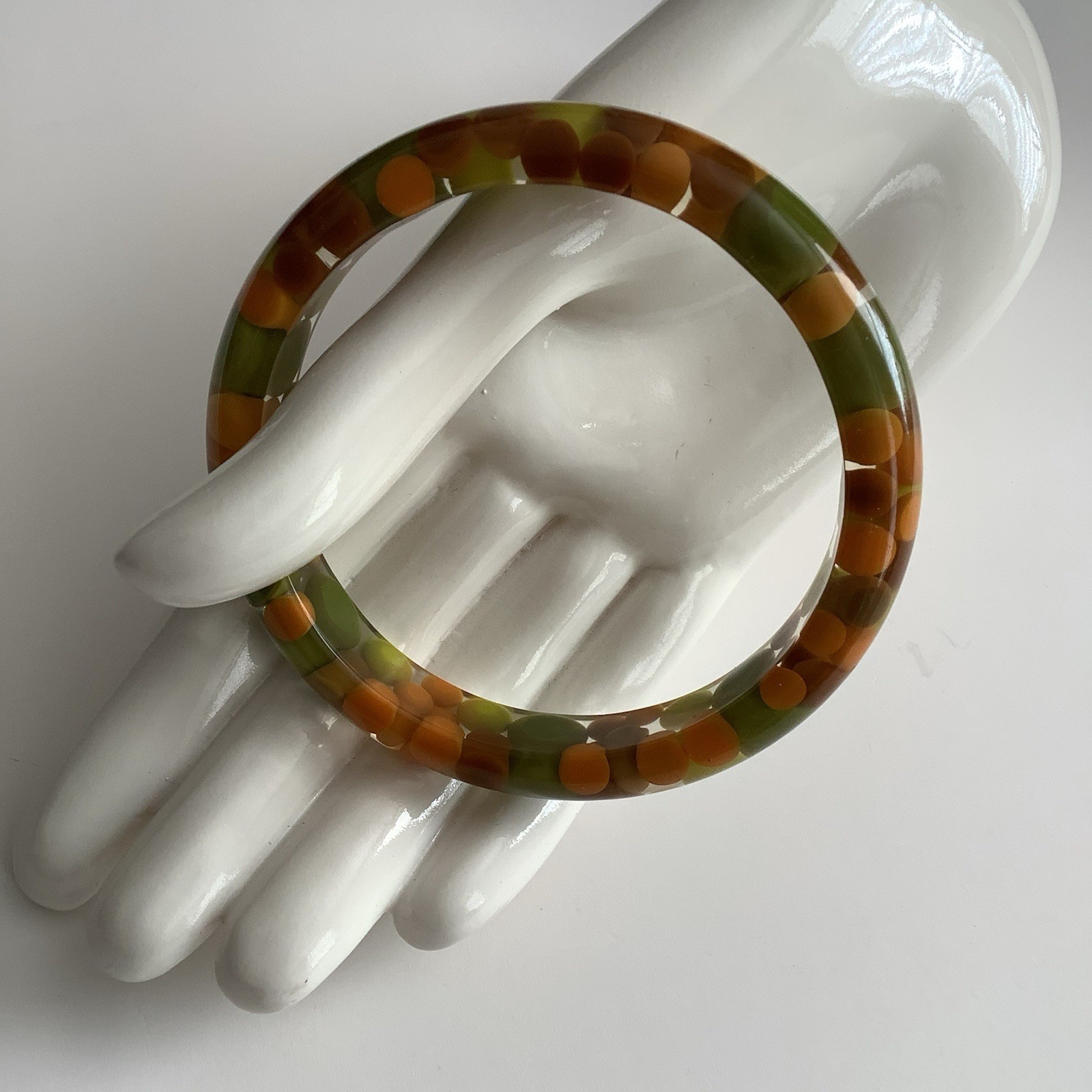 Jackie Brazil Resin Bangle Bracelet Dot Inlay Sobral
