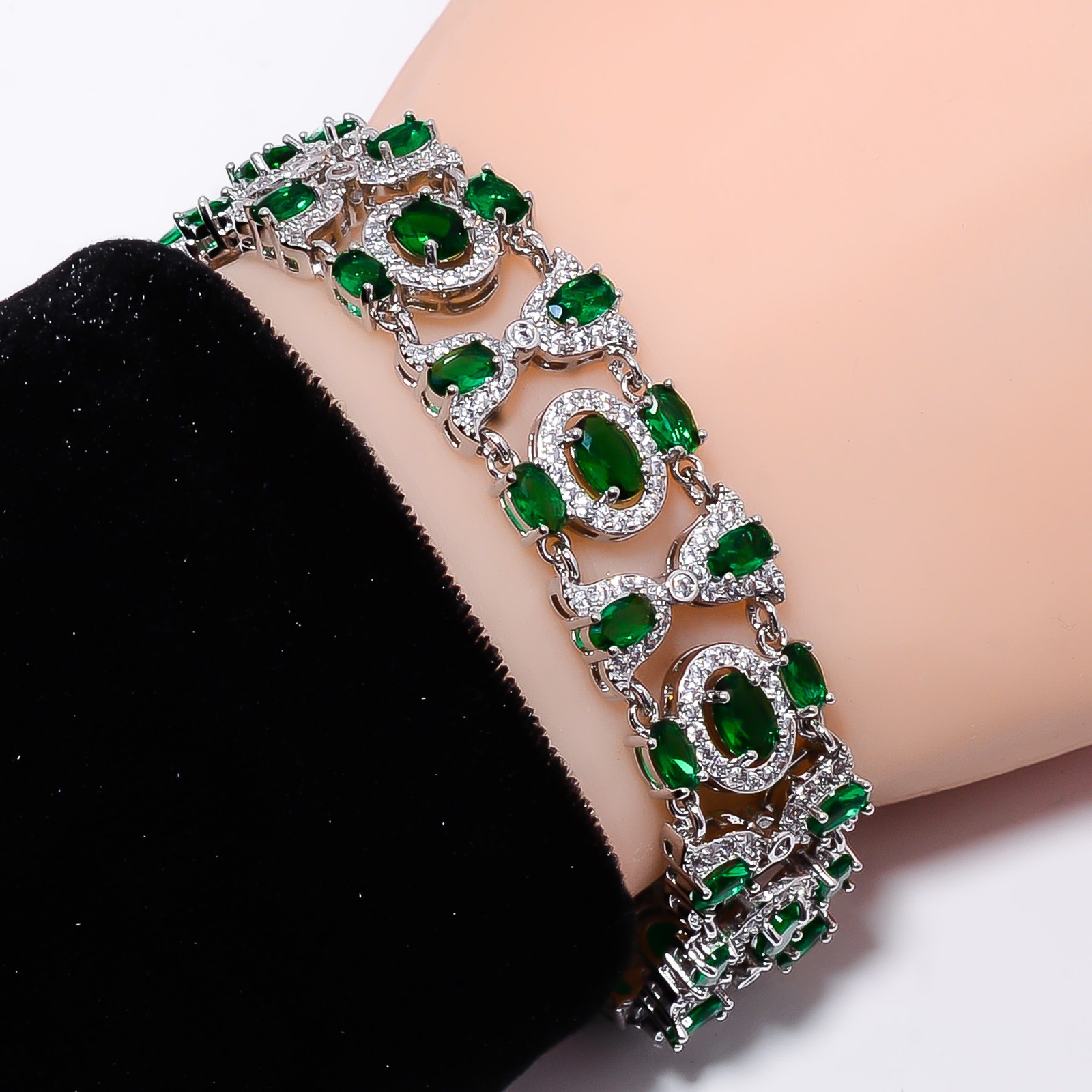 Chrome Diopside 925 Sterling Silver Adjustable Bracelet 7-8″ B130824