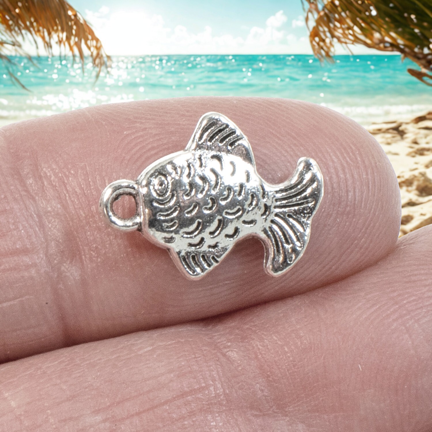 10 Silver Fish Charms for DIY Beach Jewelry – Minimalist Marine Craft Supplies