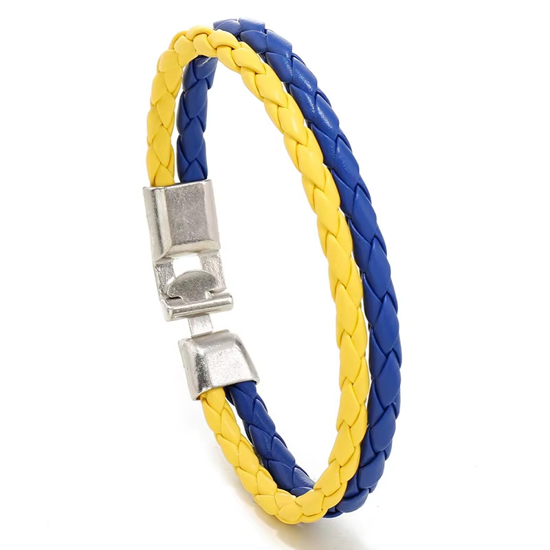 Ukrainian woven faux leather bracelet for men and women