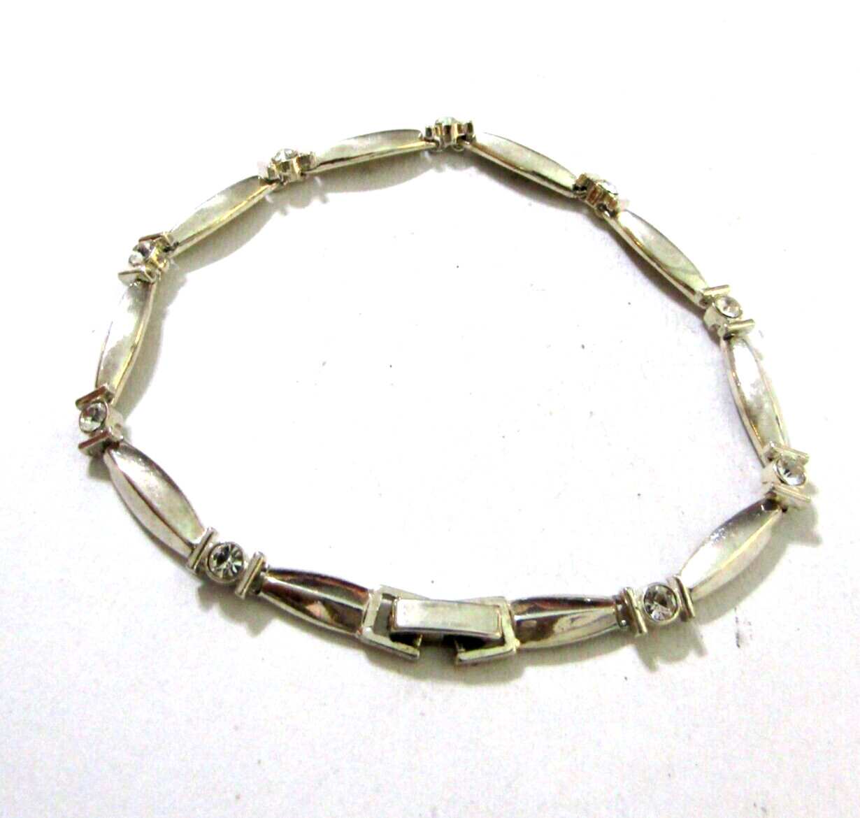 Crystal Link Bracelet Silver Tone 5 mm 8 in