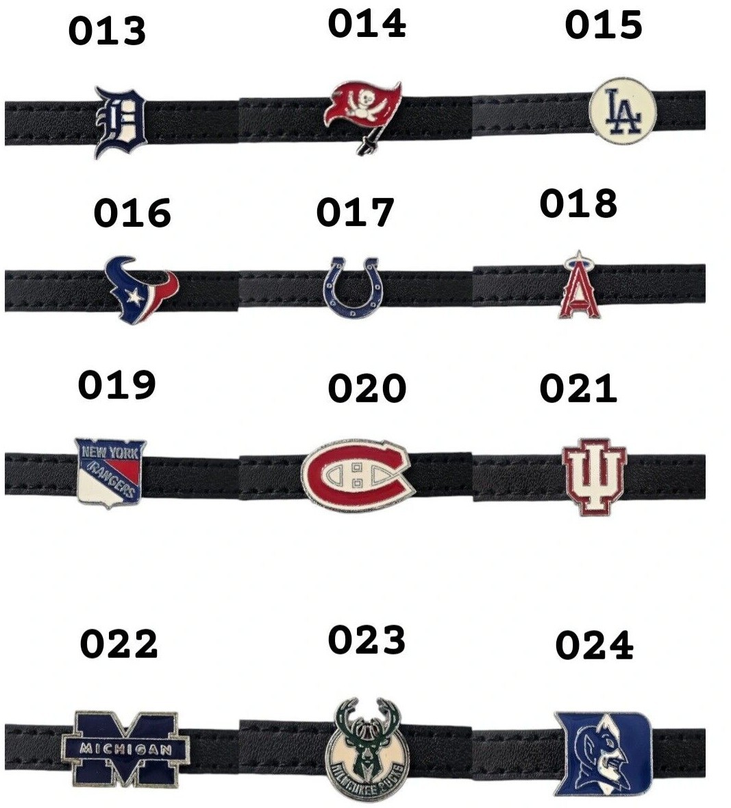 Set of 10pc NFL NAB MLB slide Charm – Fits 8mm Wristband for Jewelry / Crafting
